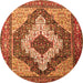 Machine Washable Medallion Orange Traditional Area Rugs, wshtr1147org