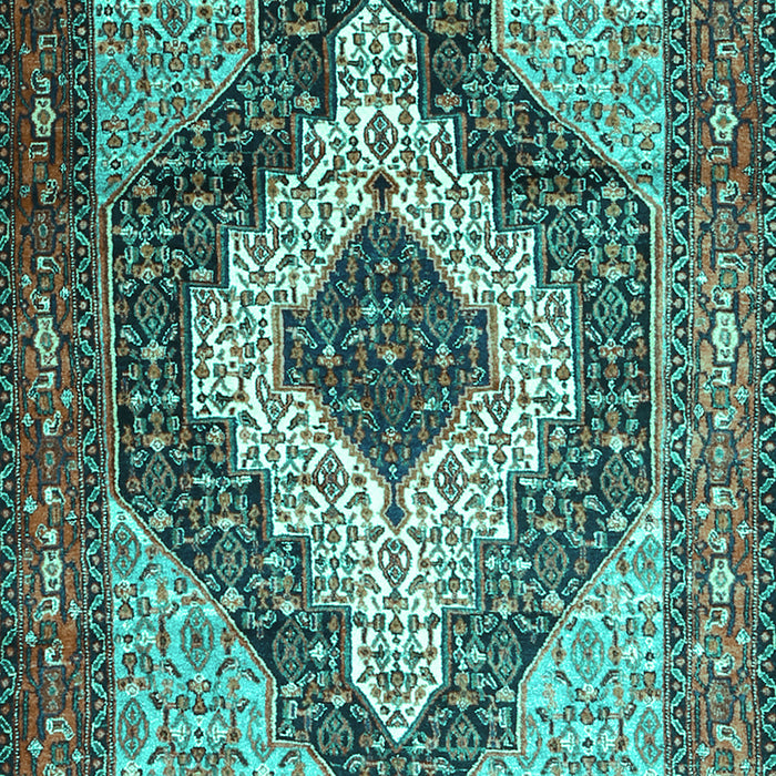 Machine Washable Medallion Turquoise Traditional Area Rugs, wshtr1147turq