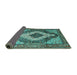 Sideview of Medallion Turquoise Traditional Rug, tr1147turq