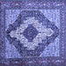 Square Medallion Blue Traditional Rug, tr1147blu