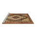 Sideview of Machine Washable Medallion Brown Traditional Rug, wshtr1147brn