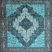 Square Medallion Light Blue Traditional Rug, tr1147lblu