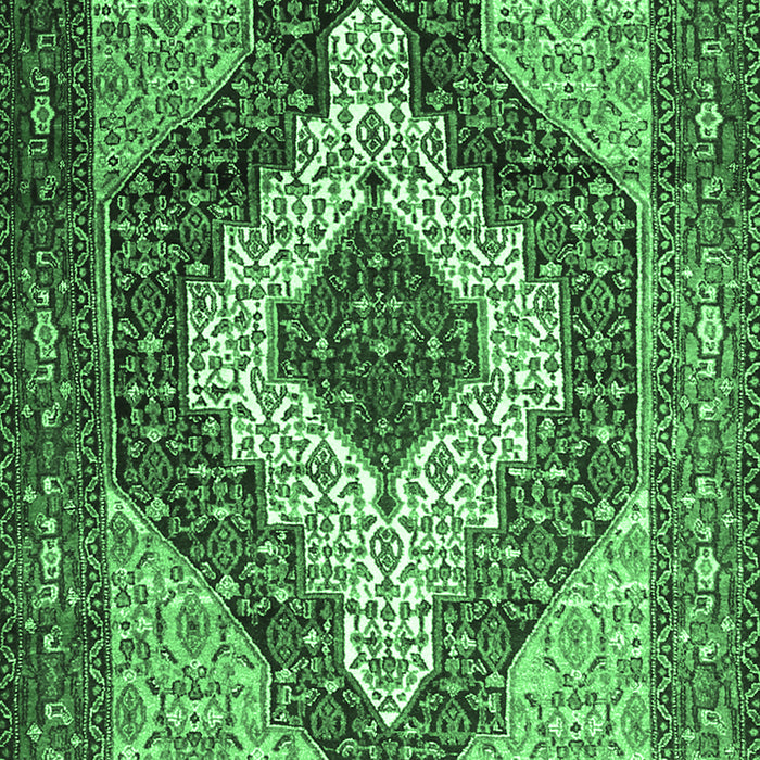 Machine Washable Medallion Emerald Green Traditional Area Rugs, wshtr1147emgrn