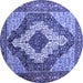 Round Medallion Blue Traditional Rug, tr1147blu