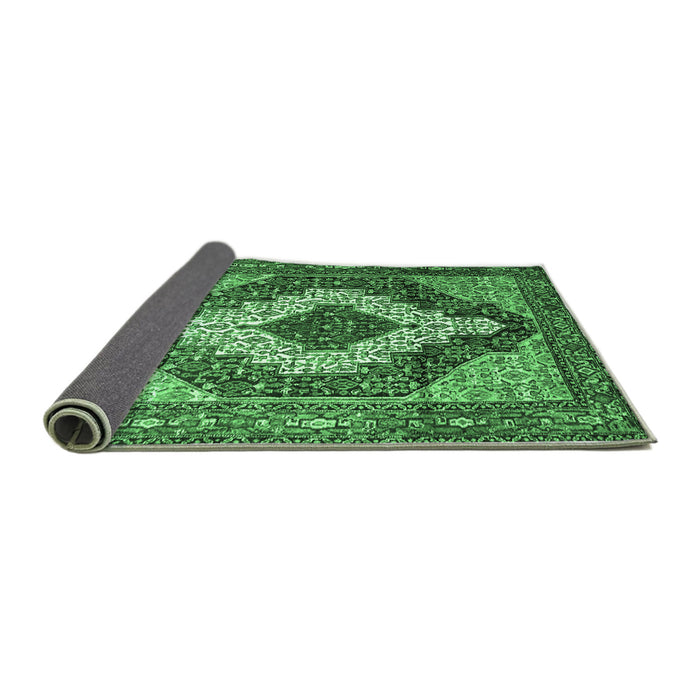 Sideview of Medallion Emerald Green Traditional Rug, tr1147emgrn