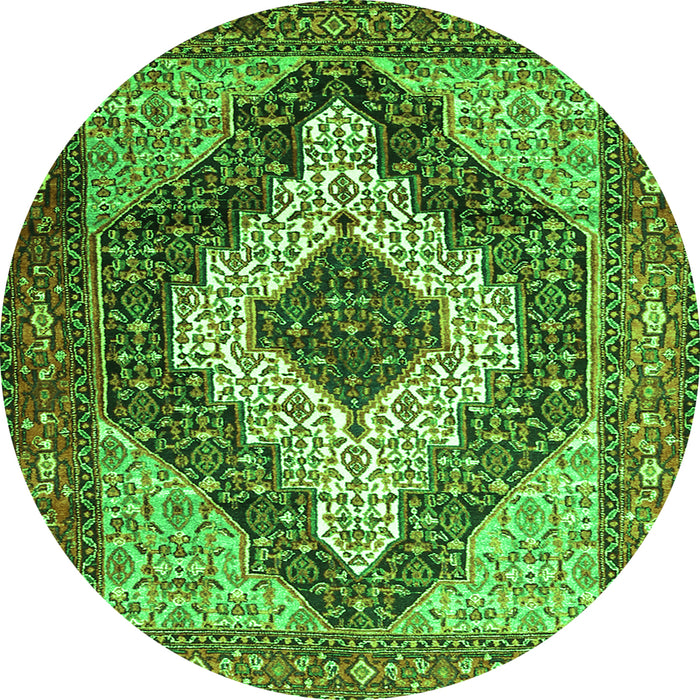 Machine Washable Medallion Green Traditional Area Rugs, wshtr1147grn