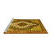 Sideview of Machine Washable Medallion Yellow Traditional Rug, wshtr1147yw