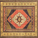 Square Medallion Brown Traditional Rug, tr1148brn