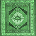 Square Medallion Emerald Green Traditional Rug, tr1148emgrn