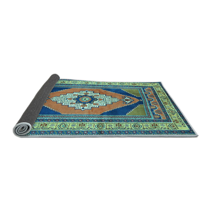 Sideview of Medallion Light Blue Traditional Rug, tr1148lblu
