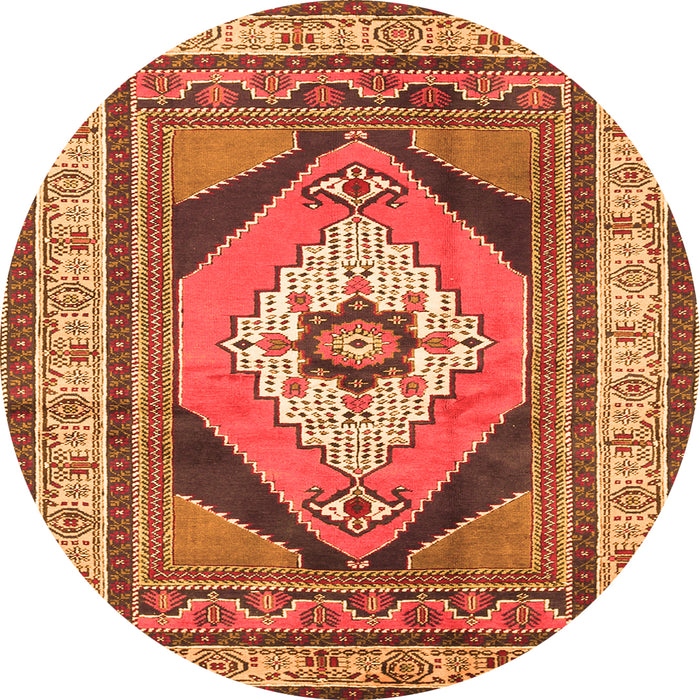 Machine Washable Medallion Orange Traditional Area Rugs, wshtr1148org