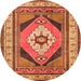 Machine Washable Medallion Orange Traditional Area Rugs, wshtr1148org