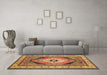 Machine Washable Medallion Brown Traditional Rug in a Living Room,, wshtr1148brn