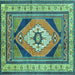 Square Medallion Turquoise Traditional Rug, tr1148turq