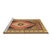 Sideview of Machine Washable Medallion Brown Traditional Rug, wshtr1148brn