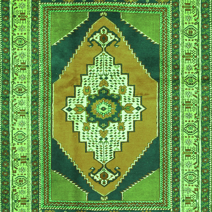 Machine Washable Medallion Green Traditional Area Rugs in a Living Room,, wshtr1148grn