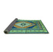 Sideview of Medallion Turquoise Traditional Rug, tr1148turq