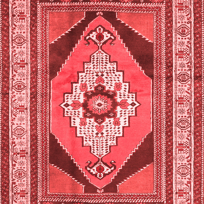 Machine Washable Medallion Red Traditional Rug, wshtr1148red