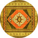 Round Medallion Yellow Traditional Rug, tr1148yw