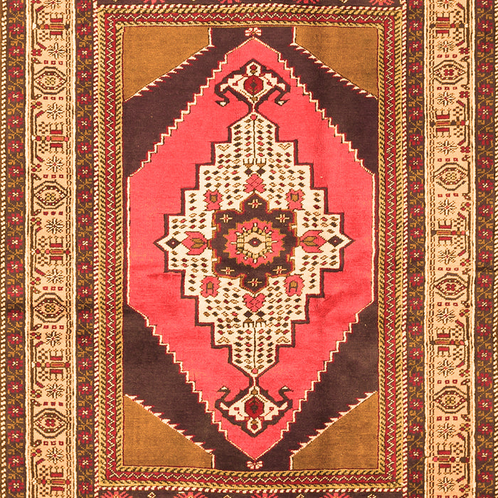 Serging Thickness of Machine Washable Medallion Orange Traditional Area Rugs, wshtr1148org