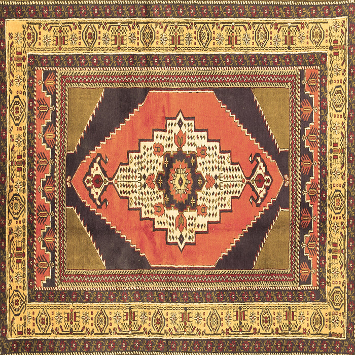 Square Machine Washable Medallion Brown Traditional Rug, wshtr1148brn
