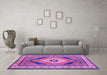 Machine Washable Medallion Purple Traditional Area Rugs in a Living Room, wshtr1148pur