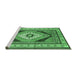 Sideview of Machine Washable Medallion Emerald Green Traditional Area Rugs, wshtr1148emgrn