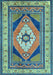 Machine Washable Medallion Light Blue Traditional Rug, wshtr1148lblu