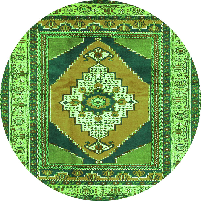 Serging Thickness of Machine Washable Medallion Green Traditional Area Rugs, wshtr1148grn