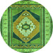 Serging Thickness of Machine Washable Medallion Green Traditional Area Rugs, wshtr1148grn