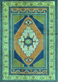 Medallion Turquoise Traditional Rug, tr1148turq