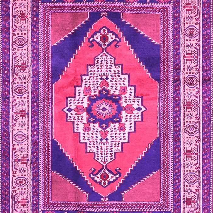 Machine Washable Medallion Pink Traditional Rug, wshtr1148pnk