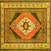 Square Machine Washable Medallion Yellow Traditional Rug, wshtr1148yw