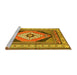 Sideview of Machine Washable Medallion Yellow Traditional Rug, wshtr1148yw