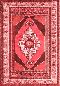 Medallion Red Traditional Rug, tr1148red