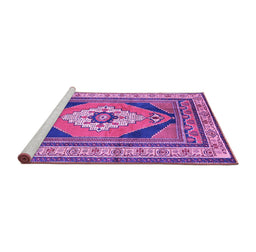 Sideview of Machine Washable Medallion Purple Traditional Area Rugs, wshtr1148pur