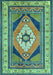 Machine Washable Medallion Turquoise Traditional Area Rugs, wshtr1148turq