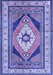 Machine Washable Medallion Blue Traditional Rug, wshtr1148blu