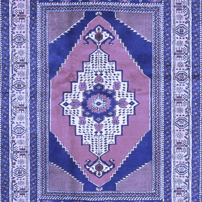 Machine Washable Medallion Blue Traditional Rug, wshtr1148blu