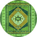 Square Medallion Green Traditional Rug, tr1148grn