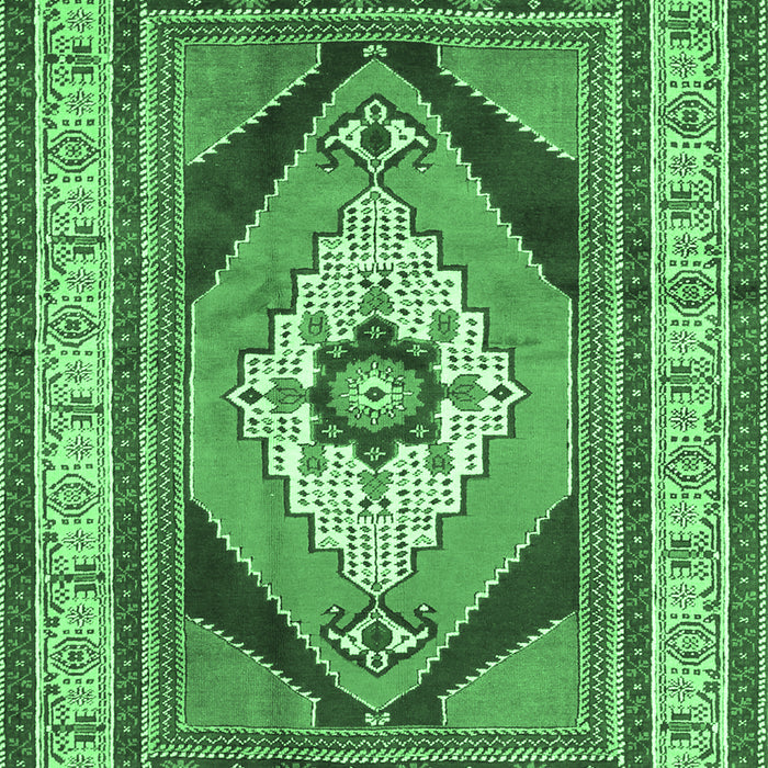 Machine Washable Medallion Emerald Green Traditional Area Rugs, wshtr1148emgrn