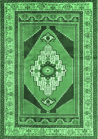 Medallion Emerald Green Traditional Rug, tr1148emgrn