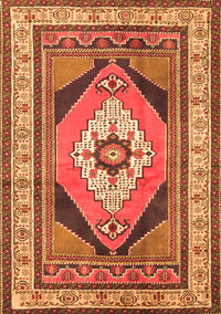 Medallion Orange Traditional Rug, tr1148org