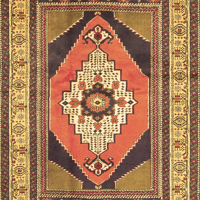 Machine Washable Medallion Brown Traditional Rug, wshtr1148brn
