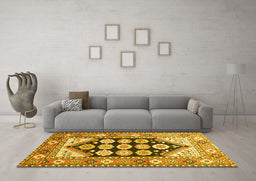Machine Washable Persian Yellow Traditional Rug in a Living Room, wshtr1149yw