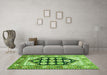 Machine Washable Persian Green Traditional Area Rugs in a Living Room,, wshtr1149grn