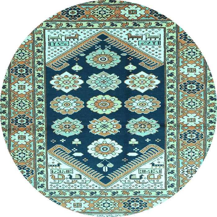 Round Machine Washable Persian Light Blue Traditional Rug, wshtr1149lblu