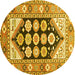 Round Persian Yellow Traditional Rug, tr1149yw