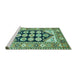 Sideview of Machine Washable Persian Turquoise Traditional Area Rugs, wshtr1149turq