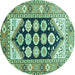 Round Persian Turquoise Traditional Rug, tr1149turq